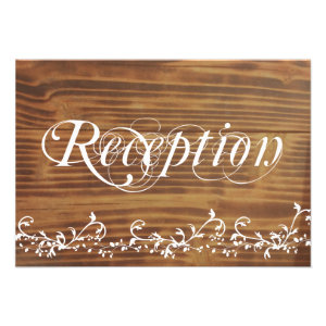 Country Swirl Rustic Wood Wedding Reception Cards