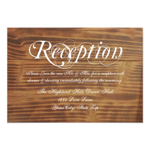 Country Swirl Rustic Wood Wedding Reception Cards