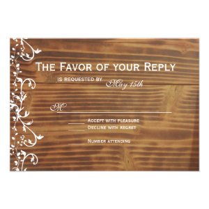 Country Swirl Rustic Wood Wedding RSVP Cards