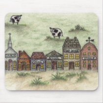 Country town with cows mousepad