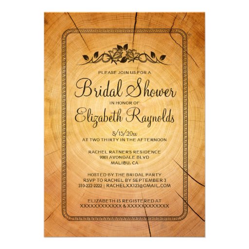 Country Tree Ring Bridal Shower Invitations