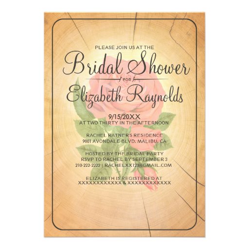 Country Tree Rings Bridal Shower Invitations