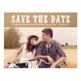 Country Typography Vintage Save the Date Postcard