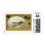 Country Vignette with Ivy Vintage Easter Postage Stamps