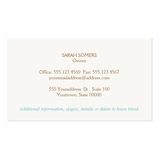 Country Vintage Shabby Rustic Wood Chic Boutique Business Card (back side)