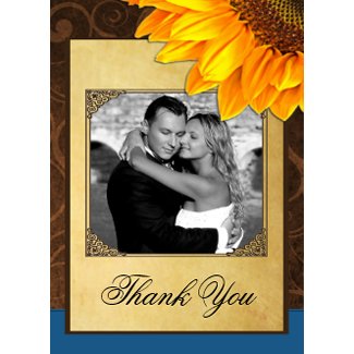 Country Vintage Sunflower Wedding Thank You Cards invitation