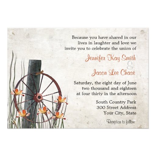 Country Wagon Wheel  Wedding Invitations