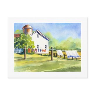 Country Wash Day postcard