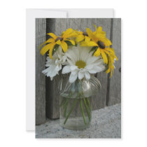 Country Wedding: Daisies & Black Eyed Susans Personalized Invitations