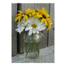 Country Wedding: Daisies & Black Eyed Susans Personalized Invitations