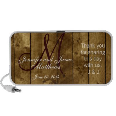 Country Wedding Favor Monogram Thank You Portable Speaker by monogramgallery