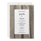 5x7 - Invite friends and family to your rural wedding with this Country Wedding Invitation. Personalize it with the names of the bride and groom and specific details of your wedding. Feel free to change the text or font to suit the needs of your wedding. Image is a sepia tone photograph of old weathered barn wood. Perfect for a casual barn, farm or country.