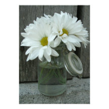 Country Wedding Invitation Daisies Mason Jar