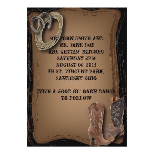 Country Wedding Invitation "Grab Yer Boots"