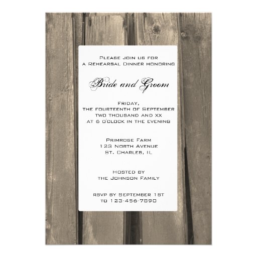 Country Wedding Rehearsal Dinner Invite