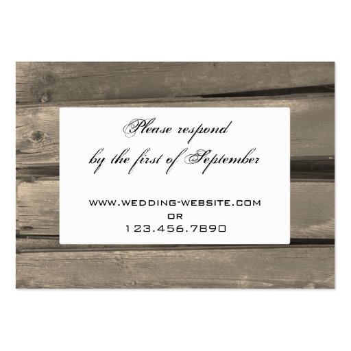 Country Wedding RSVP Response Card Business Card Template (front side)