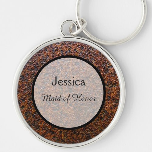 Country Wedding Rusted Steel Wedding Keepsake Silver-Colored Round Keychain