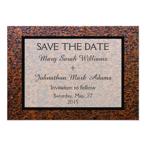 Country Wedding Rusted Steel Wedding Save The Date 5x7 Paper Invitation Card