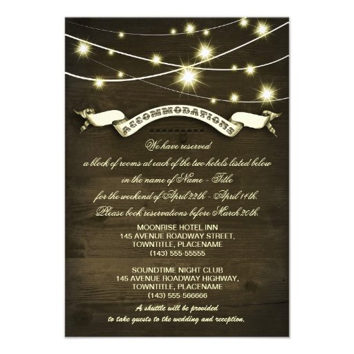 country wedding rustic accommodations cards