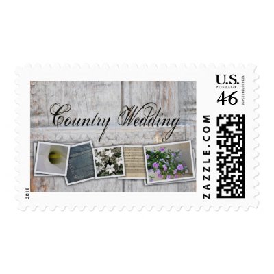 Rustic inspired country wedding stamps with white wash barn door background 