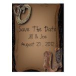 Country Wedding Save The Date Invite on Tan Postcards