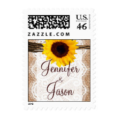 Country Wedding Stamps Sunflower Burlap Lace