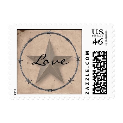 Country Western Barbed Wire Love Postage Stamp
