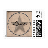 Country Western Barbed Wire Love Postage Stamp