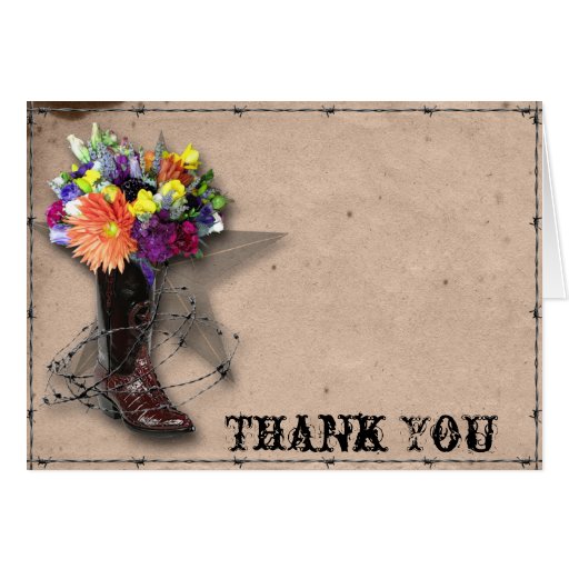Country Western Barbed Wire Thank You Stationery Note Card | Zazzle