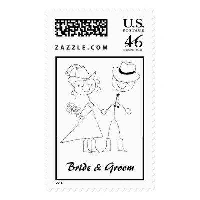 Country Western Bride &amp; Groom Postage Stamp