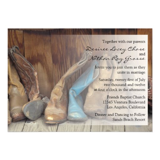 Country Western Cowboy Boots Wedding Invitation