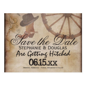 Country Western Cowboy Save the Date Postcards