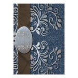 Country Western Denim Silver Buckle Wedding invitations