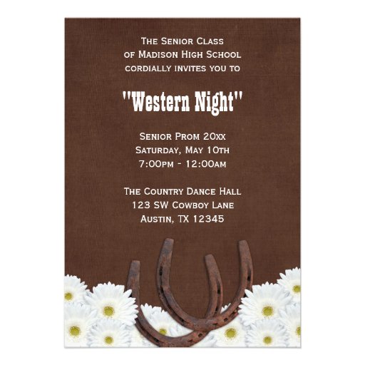 Country Western Formal Prom Party Personalized Announcements