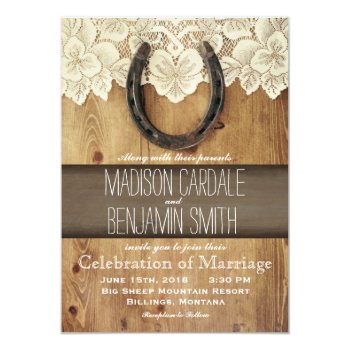 Country Western Horseshoe Lace Wedding Invitations