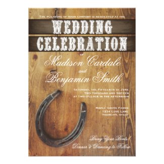 Country Western Horseshoe Rustic Wedding Invites