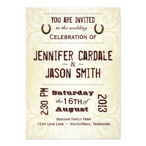 Country Western Horseshoe Wedding Invitations