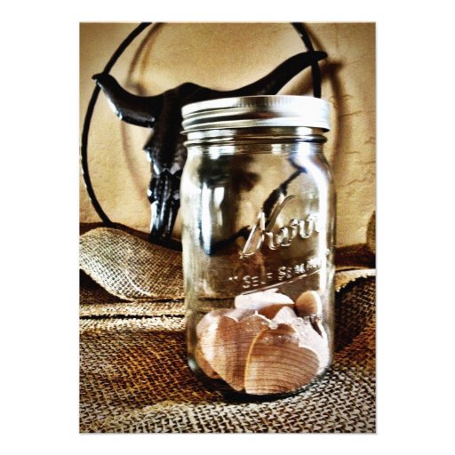 Country Western Mason Jar Wedding Invitations