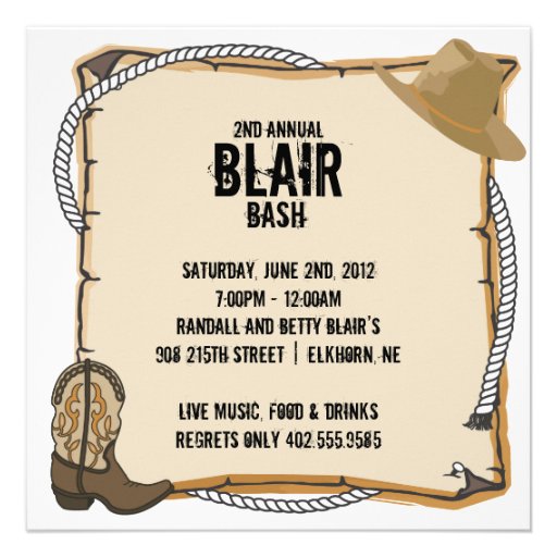 Country Western Party Invite