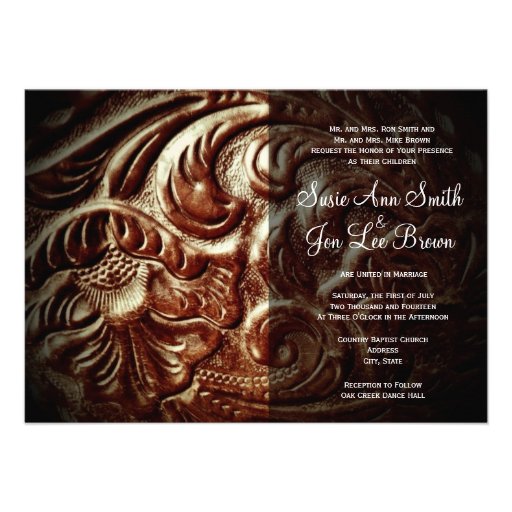 Country Western Saddle Leather Wedding Invitations