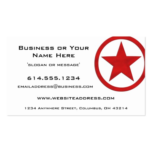 Country Western Star/Badge Red 3 Business Card (front side)