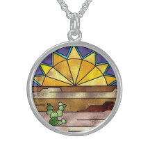 Country Western Sunset Stained Glass design Beauti Pendants