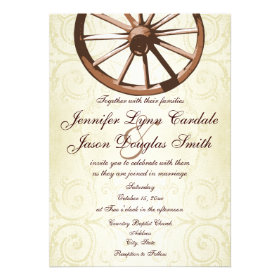 Country Western Wagon Wheel Wedding Invitation