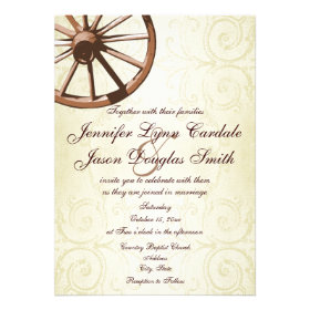 Country Western Wagon Wheel Wedding Invitation