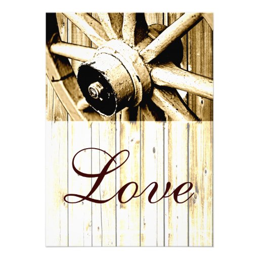 Country Western Wagon Wheel Wedding Invitations