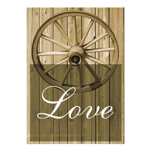 Country Western Wagon Wheel Wedding Invitations