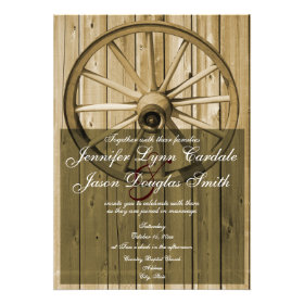 Country Western Wagon Wheel Wedding Invitations