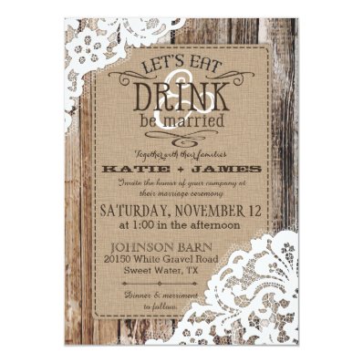Country Western Wood Lace Rustic Wedding Cards
