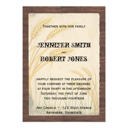 Country Wheat Grass on Parchment Invitations