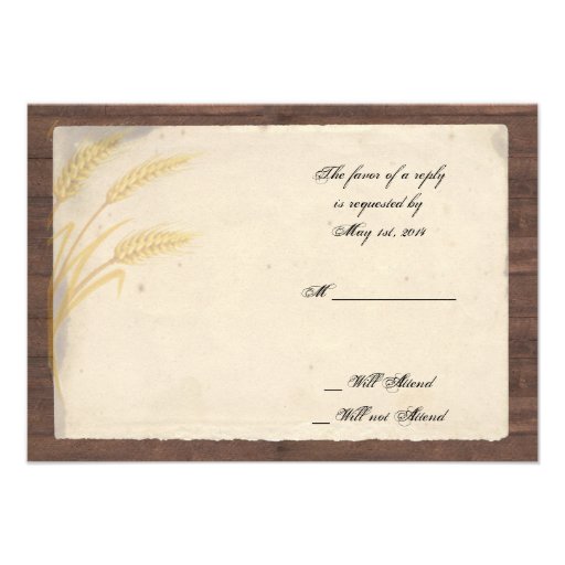 Country Wheat Grass on Parchment Response Card Invitations